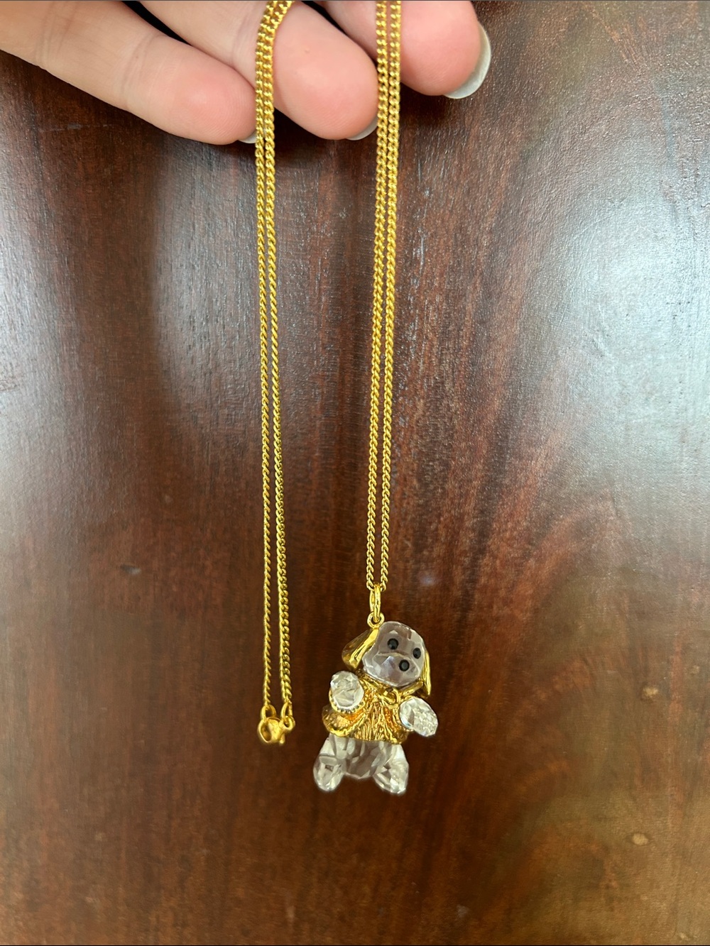 Swarovski Gold and Clear Crystal Puppy Pendant Necklace